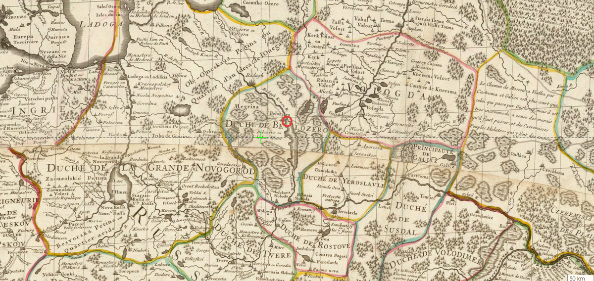 На первой карте 17 века еще можно понять структуру Белого озера (крепость кружком)