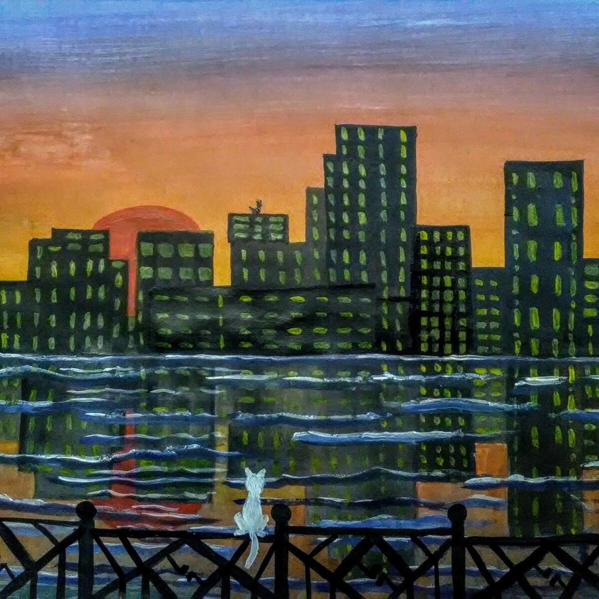 Мой рисунок "Двое на закате".