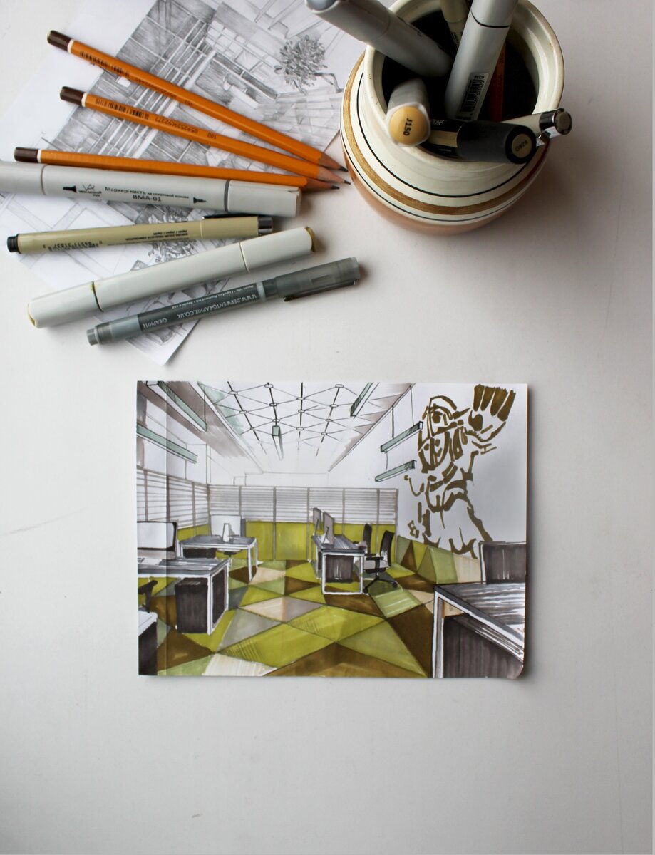 Один из отделов офиса, находящийся за стеклянными перегородками