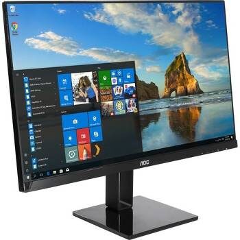 5AOC 24V2Q
8 500 ₽

Открывает наш топ мониторов 23,8-дюймовая модель  AOC 24V2Q с оптимальным уровнем яркости 250 кд/м2 и разрешением 1920x1080 пикселей. Экран построен на IPS-матрице: имеет хороший обзор в пределах 178°, цветопередачу, глубину цветов. Правда, реальный показатель контрастности не высокий, и составляет 1000:1. Впрочем, свою стоимость модель полностью оправдывает. В том числе количеством интерфейсов (есть HDMI, Display Port), стильным дизайном и изящной подставкой. Частота смены кадров при этом составляет 75 Гц. К дополнительным плюсам стоит отнести систему Low Blue Mode, которая призвана контролировать объем излучаемого синего цвета, и беречь тем самым глаза владельца.
+Плюсы
угол обзора;
Freesync;
хорошая картинка;
адекватная цена.

-Минусы
слабенькая подставка.

