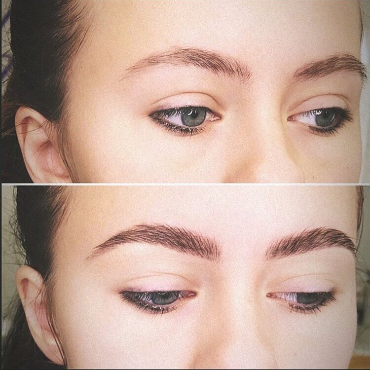 Моя первая отработка на базовом курсе бровиста. Нашла фото только в обработке.