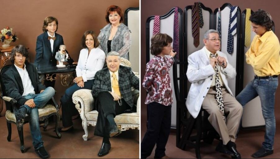 с внуками и дочерью