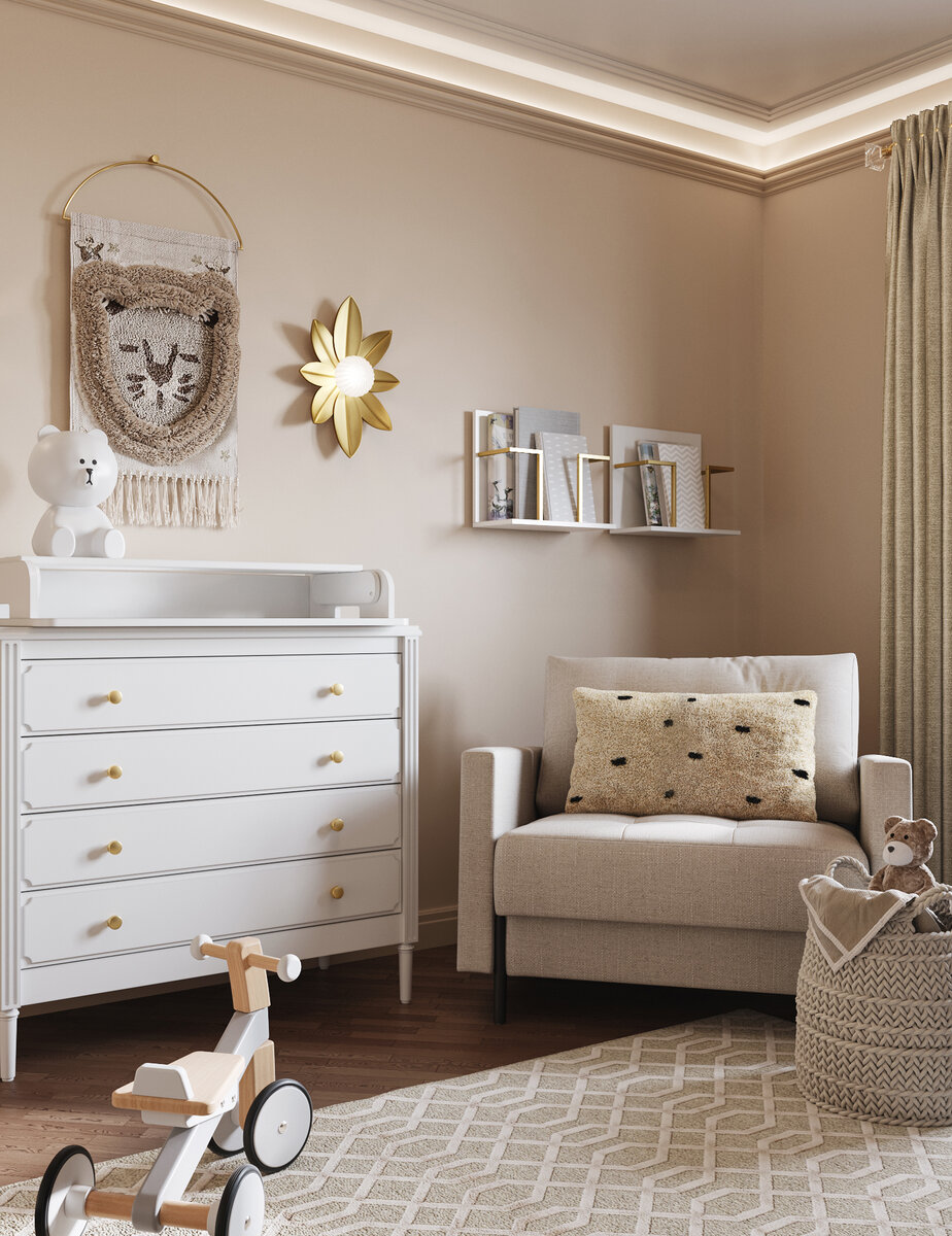Дизайн детской в нейтральных тонах
