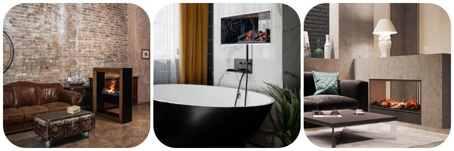 На фото: туннельные электрические камины