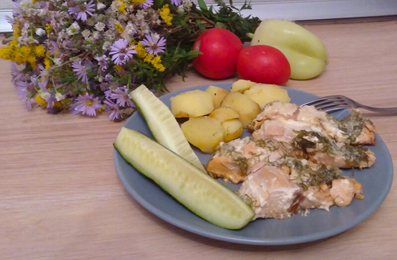 Тушеная горбуша