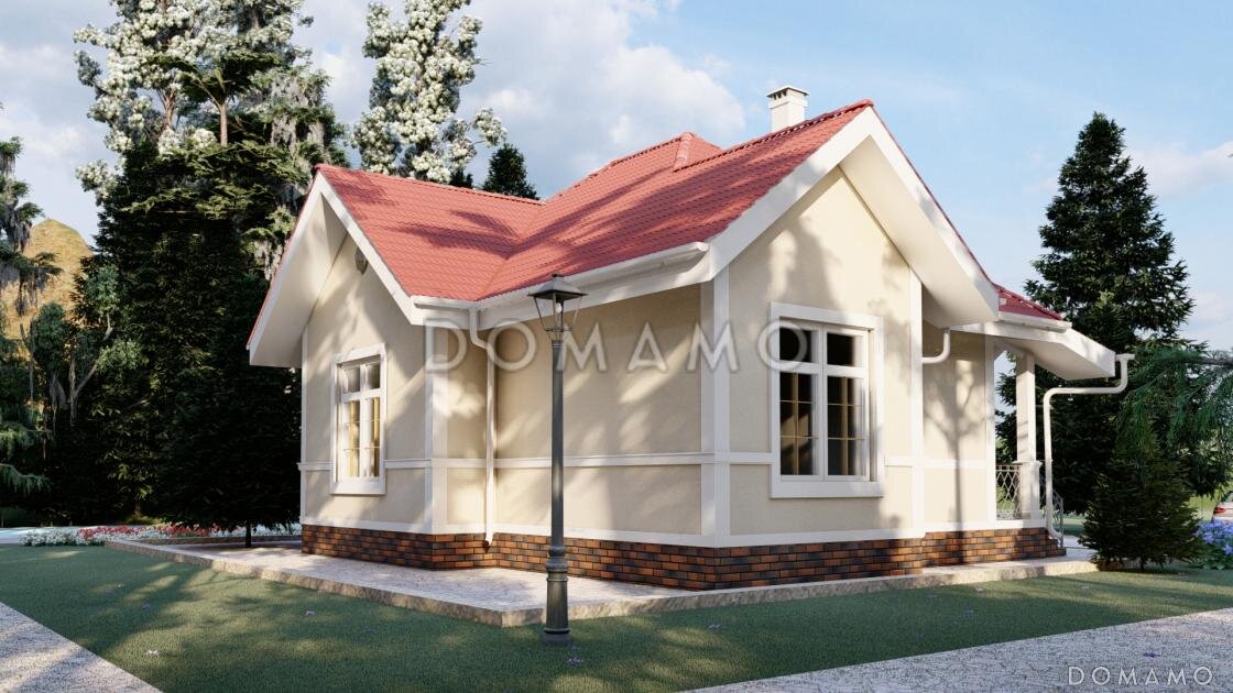 Проект D5476 — одноэтажный каркасный дом 9 на 10 метров