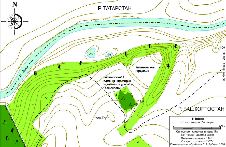     Топографический план местности, где находится Кипчаковский археологический комплекс Сергей Зубов и Светлана Ронжова / Археология Евразийских степей, 2022