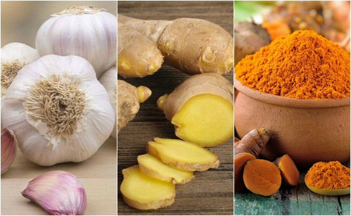 Чеснок, имбирь, куркума