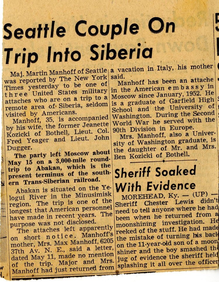 Статья в американской газете Seattle Daily News о поездке Манхоф в Сибирь
