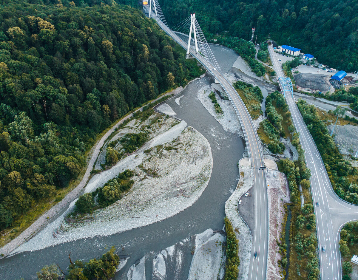 Дорога Адлер — Красная поляна с воздуха. Фото автора статьи