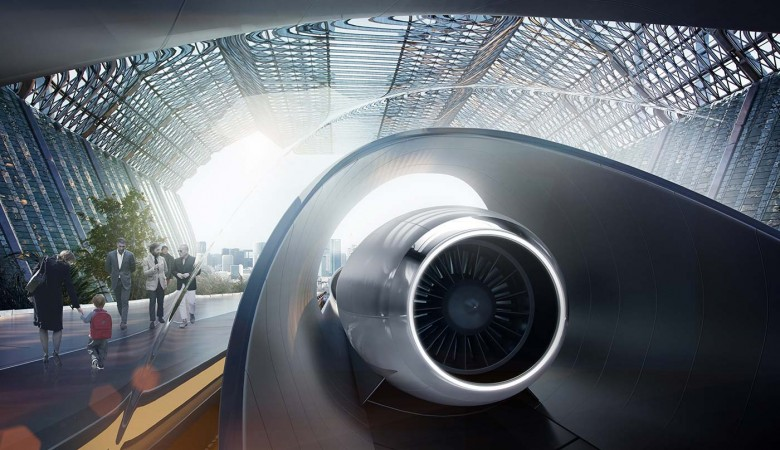 Hyperloop . Вид спереди в сечении тоннеля
