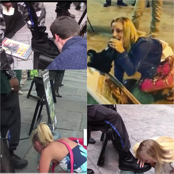 Фото из открытых источников. Белые американцы целуют ботинки чернокожим. Что это - угнетение белых или фрики?