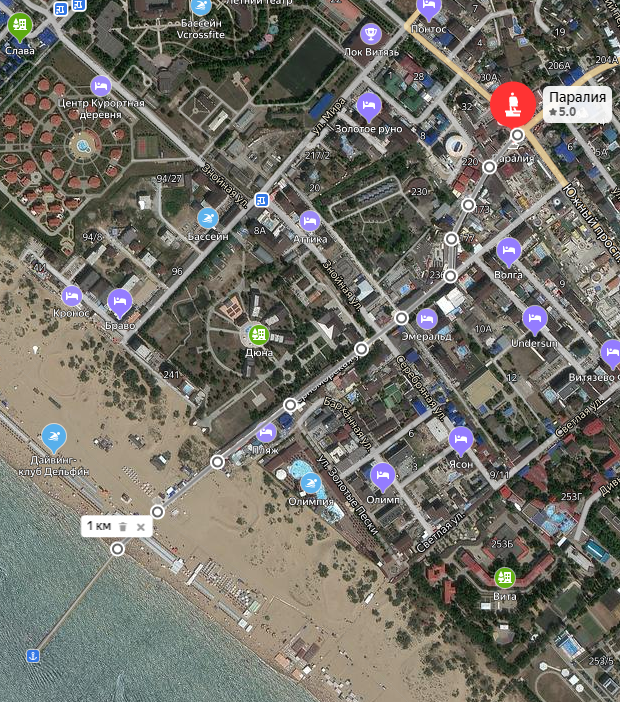 Карта витязево спутник
