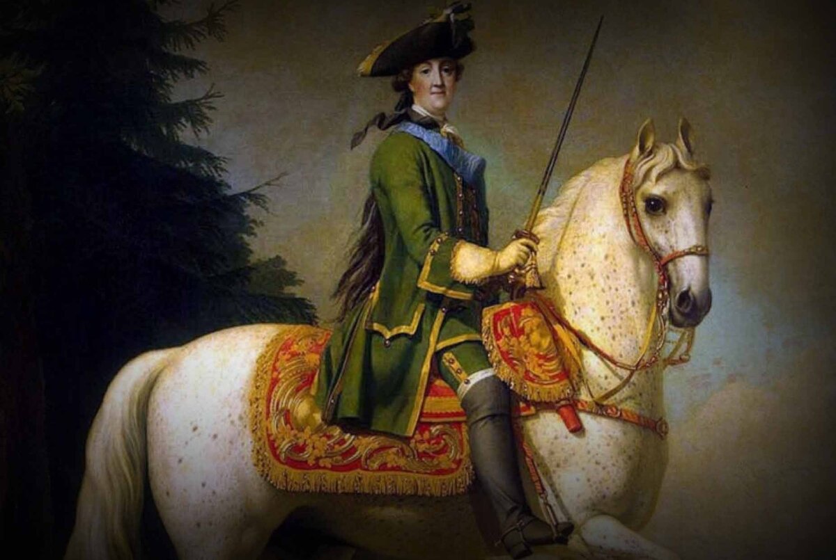 Екатерина II верхом, портрет кисти Вигилиуса