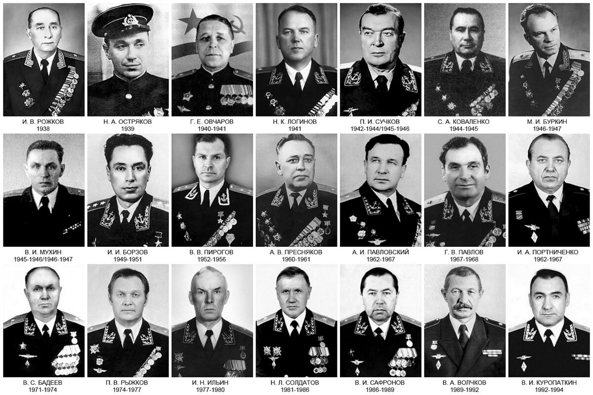 Фотографии командиров 25-й МРАД ВВС ТОФ в разные годы, найденные в видео за авторством подполковника запаса А. Алексеева, посвящённом памяти дивизии.