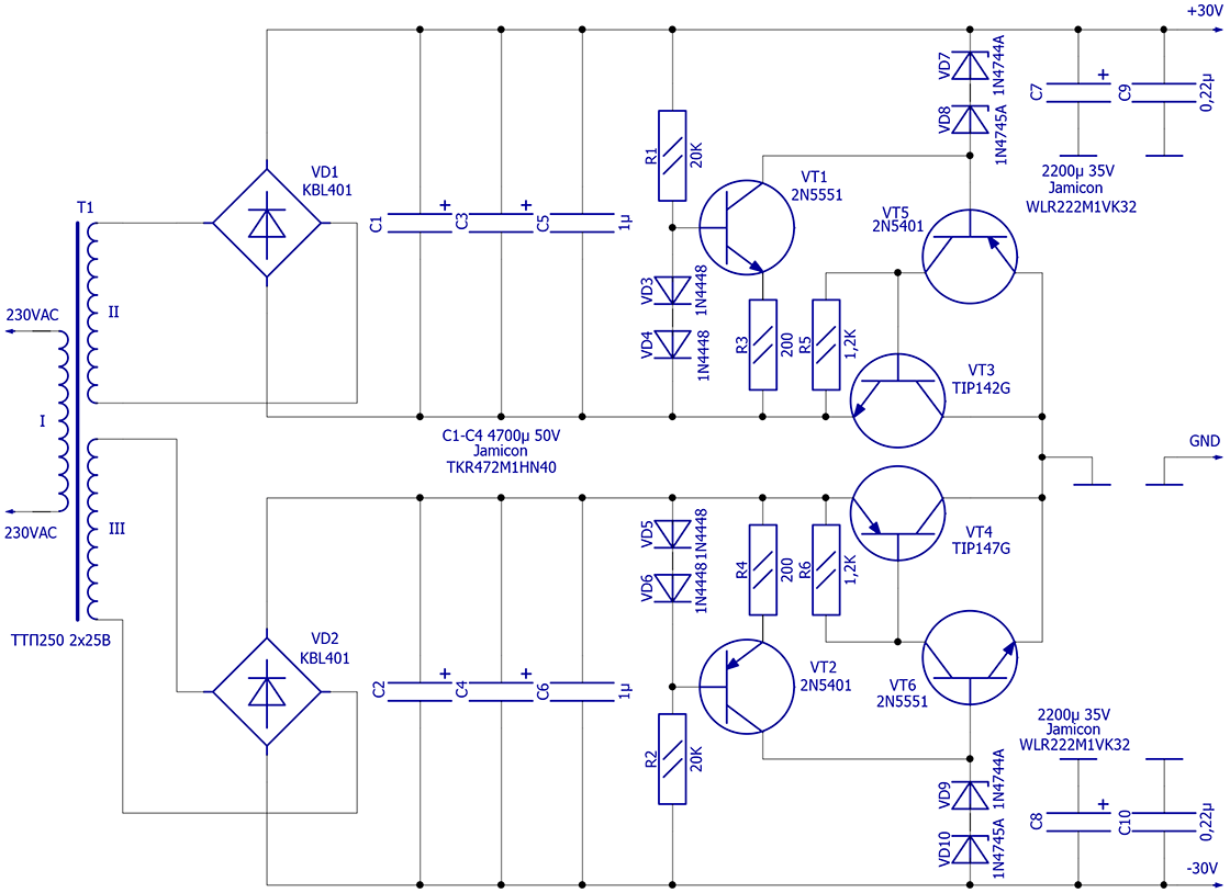 Выполнить чертеж схемы электрической принципиальной устройства усилитель звуковой частоты