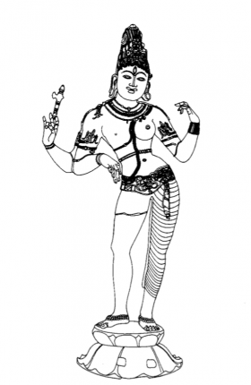 Рисунок 2а. Шива Ардханаришвара: показывает полярность правого и левого и ее соответствие мужскому и женскому принципам.