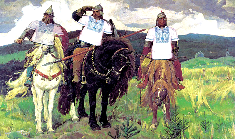 На трёх богатырей натянули украинские вышиванки 