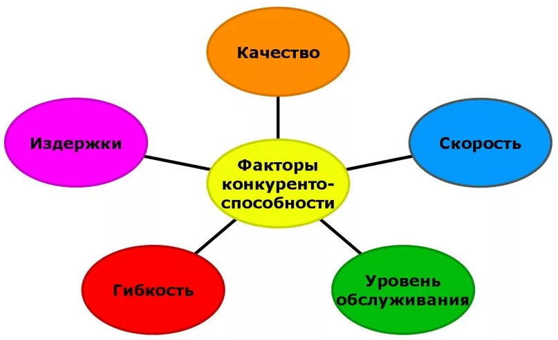 Разложите 12 векторов конкурентоспособности по 5 факторам