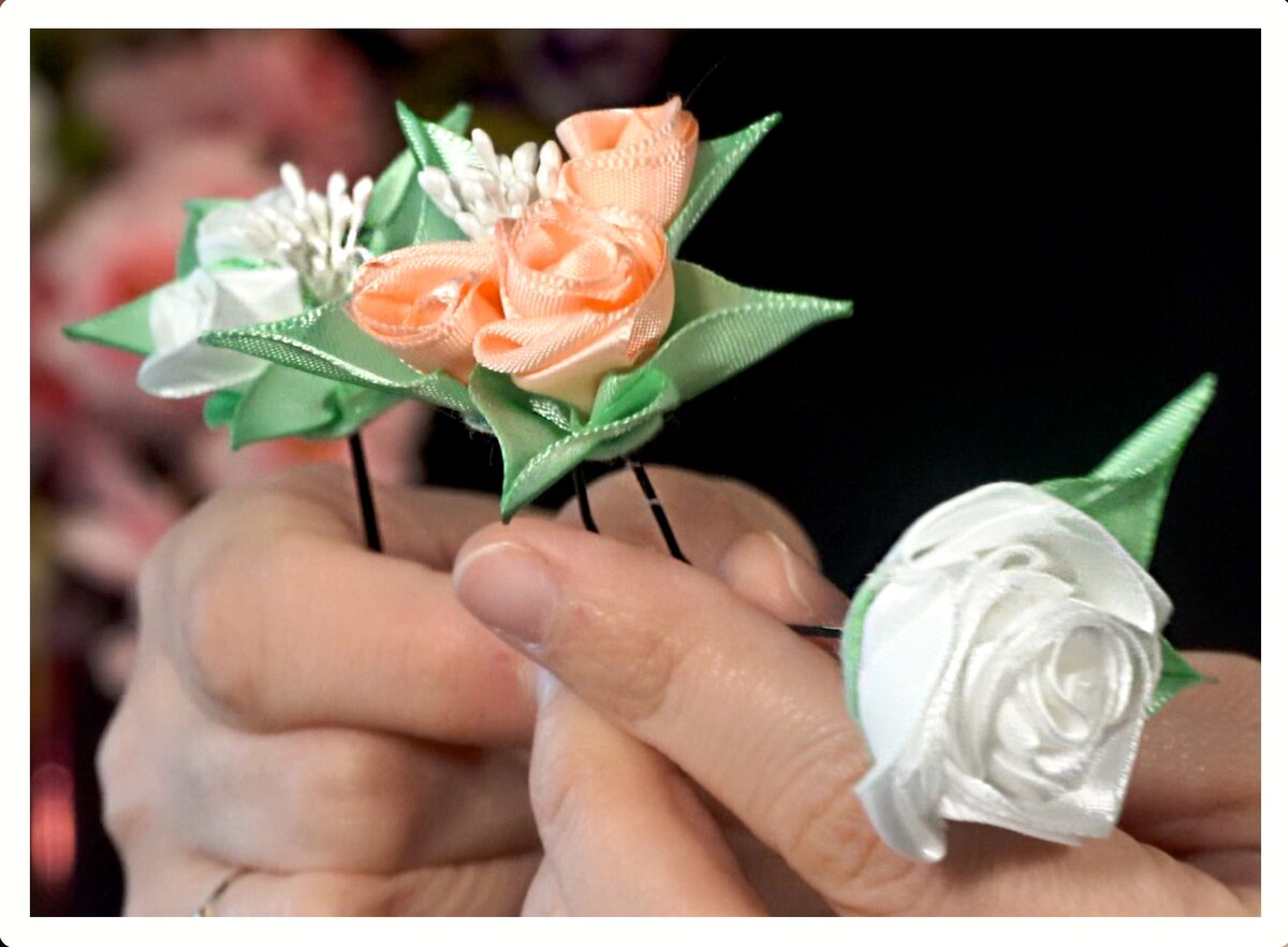 шпильки канзаши, для волос! Украшения на свадьбу! Ксения Назарова