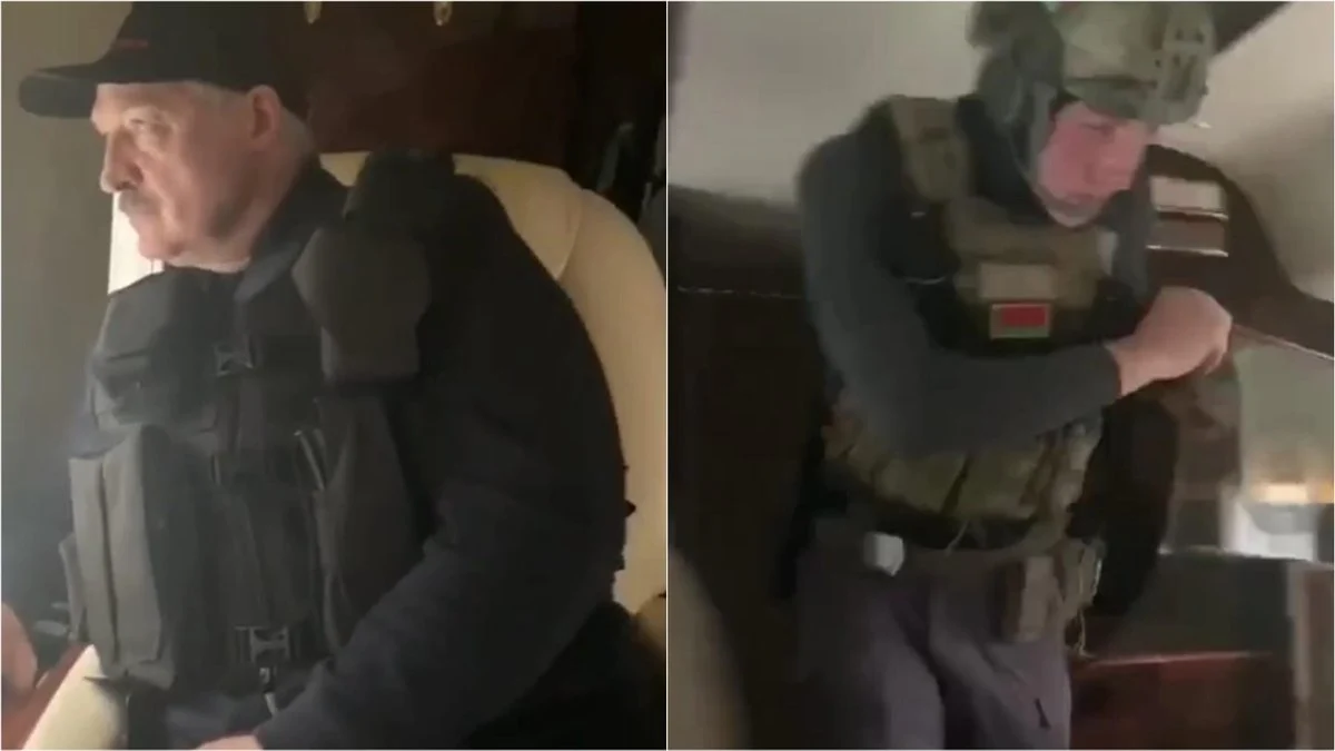 Лукашенко и его сын в бронежилетах