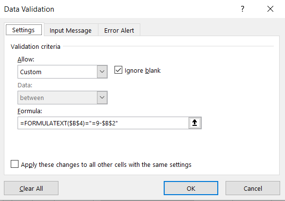 Защита с помощью Data Validation 