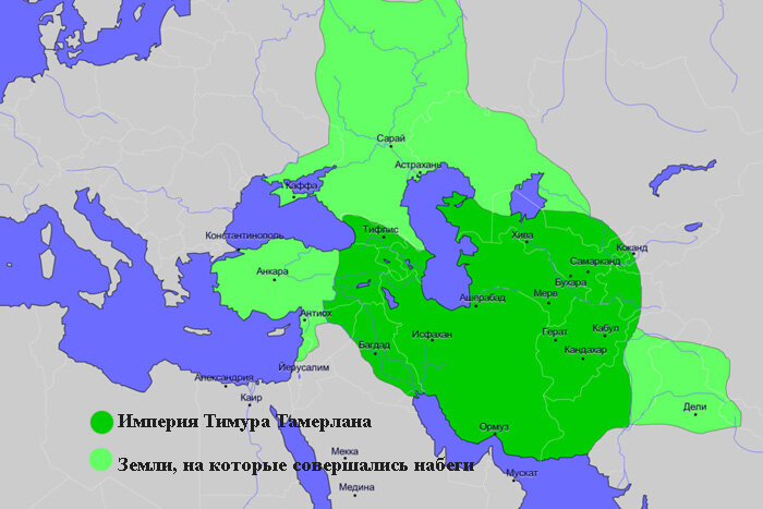 Карта завоеваний Тимура