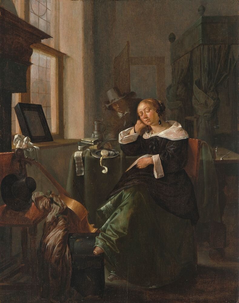 Якоб Дук (Утрехт, ок. 1600 – Утрехт, 1667).
Ванитас, дремлющая женщина в интерьере.
