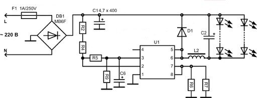 Схема простого LED драйвера на PT4115 для 3w светодиода