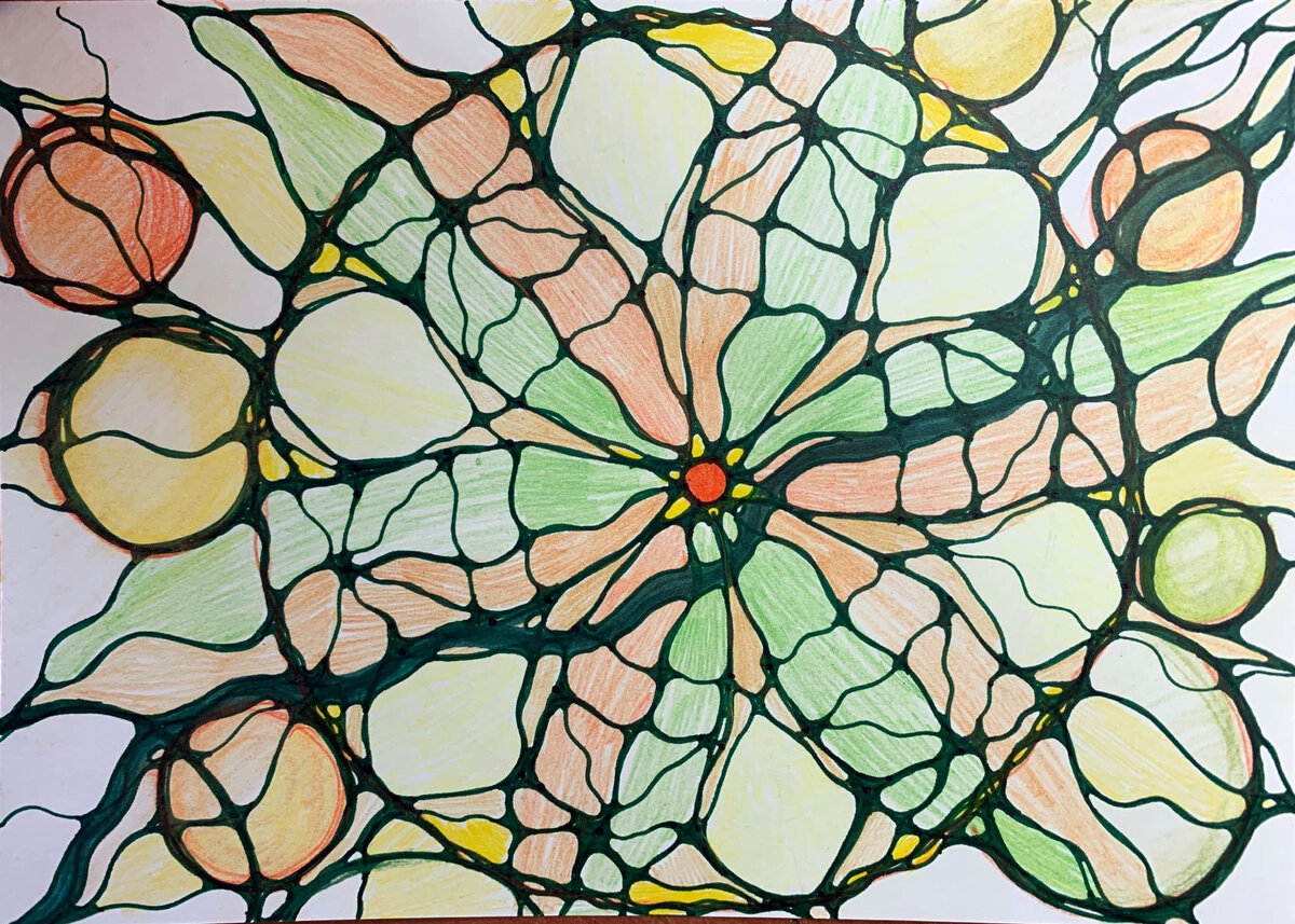 Точечная индивидуальная мандала. Работа студентки Майи Мотора