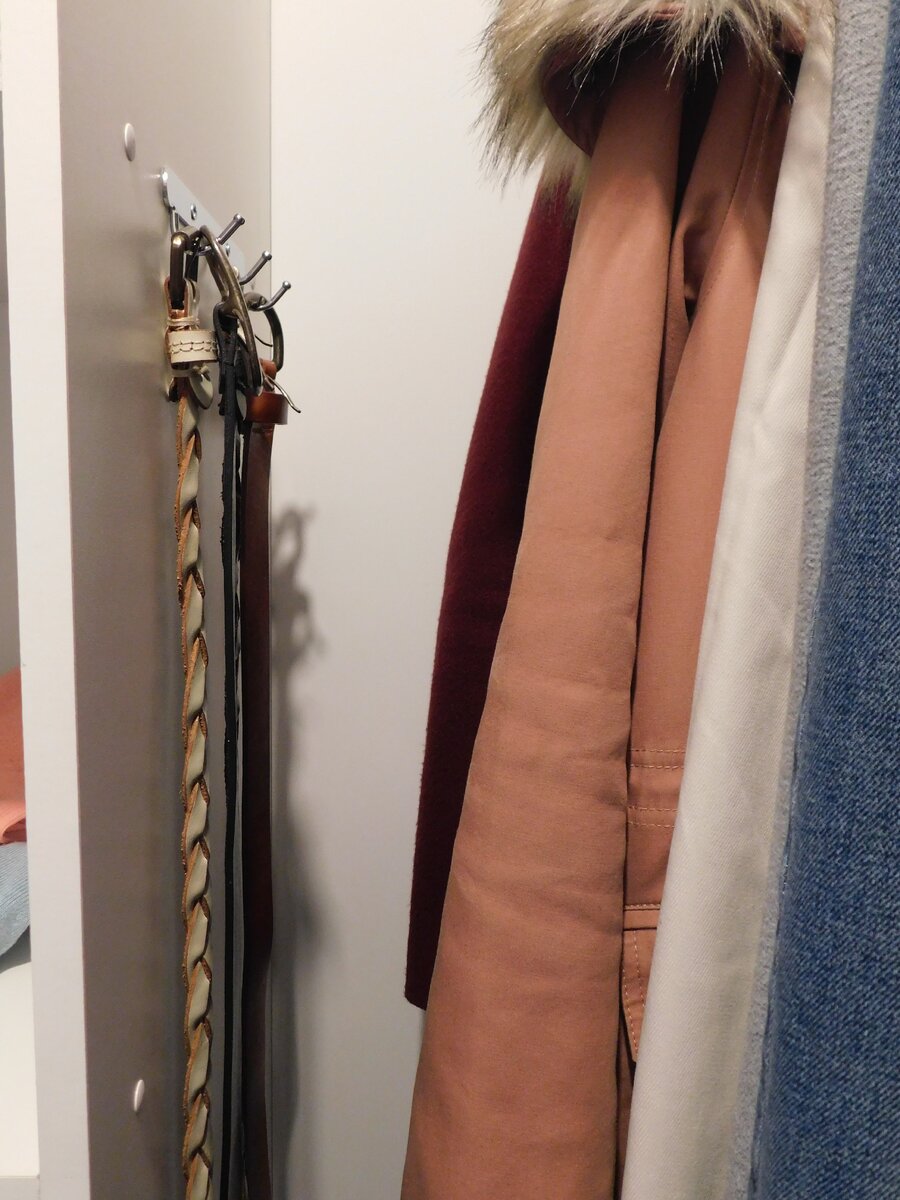 фото моих дополнительных крючков в гардеробе для ремней 