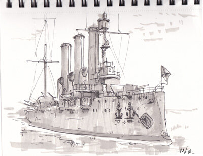 Изумительные рисунки крейсера Аврора