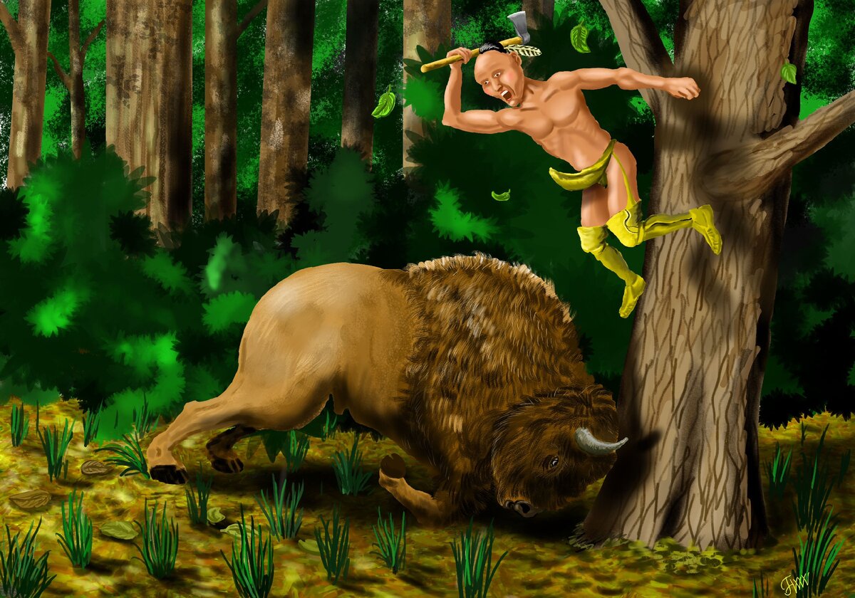 Охота на лесного бизона. Автор Ф.Д.З.