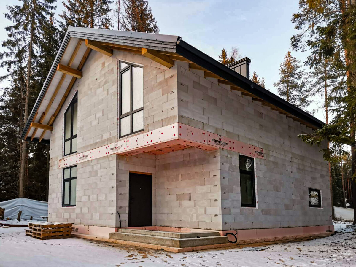 Коробка дома из газобетона