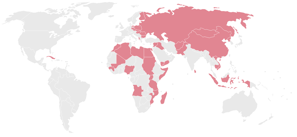 Страны в которых МиГ-15 и его модификации стояли на вооружении. (Wikipedia.org)