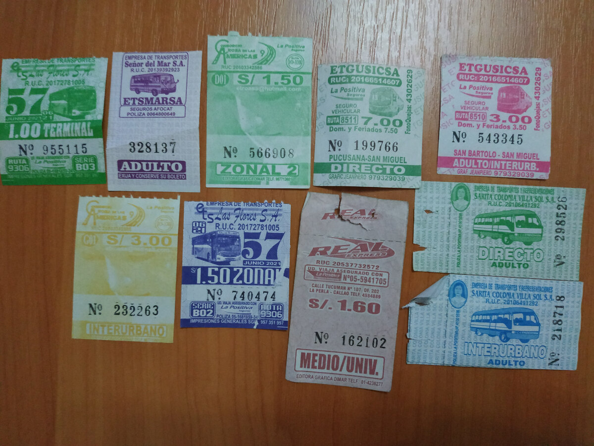 Разновидности типичных автобусных билетов