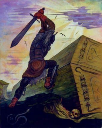 Илья и Святогор - представители двух поколений русского эпоса.  Святогор принадлежит к древнему, мифологической области.-4