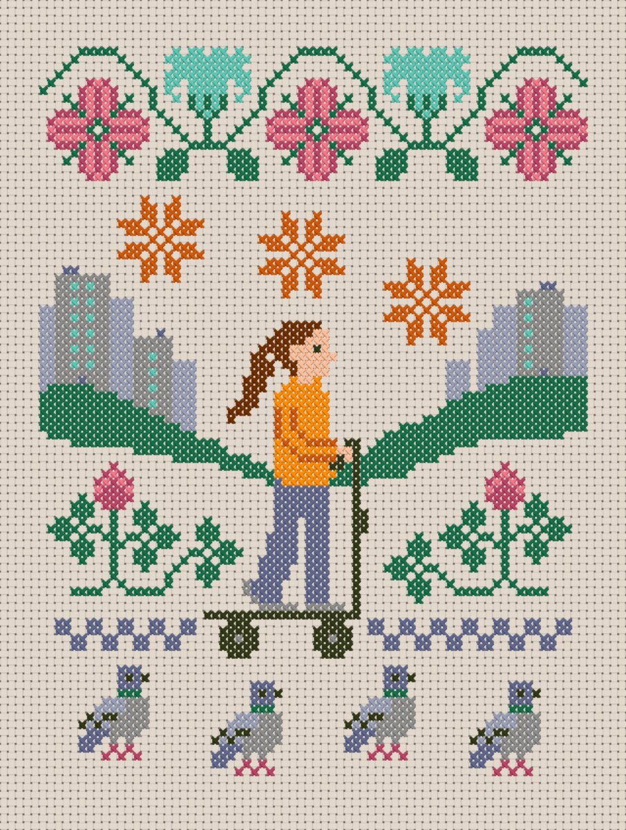 Схема На самокате на закате
