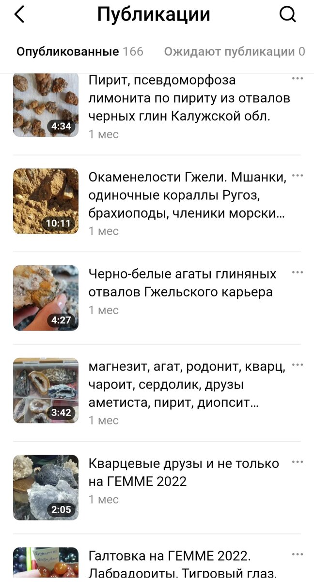 Скрин публикаций моего канала