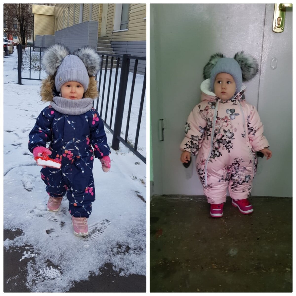 Слева комбинезон Reima, справа - другой фирмы. Правда, справа похож на колобка?