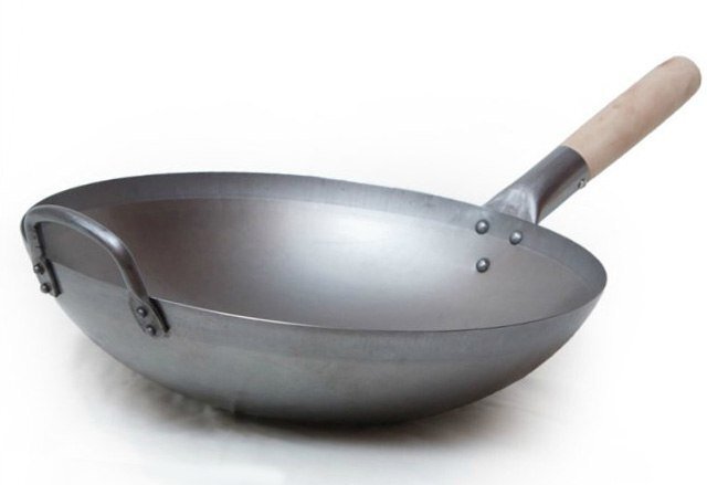 Классический стальной вок с двумя ручками