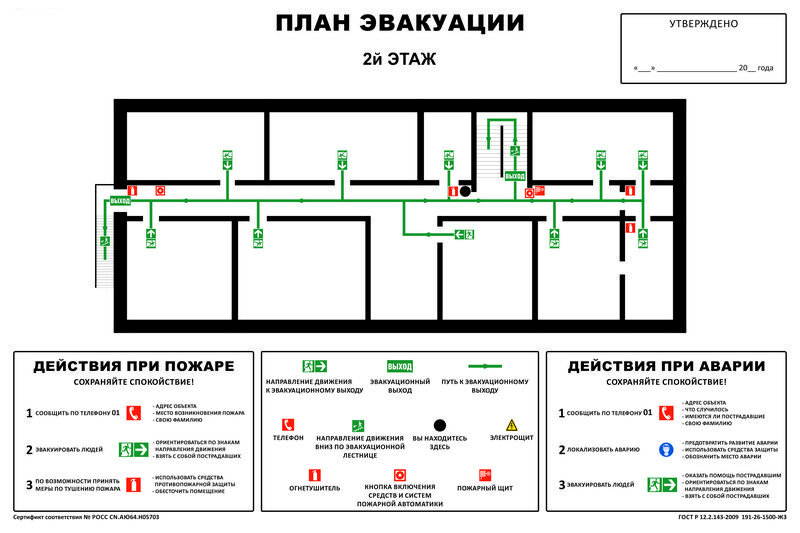 Как закрепить план эвакуации на стене