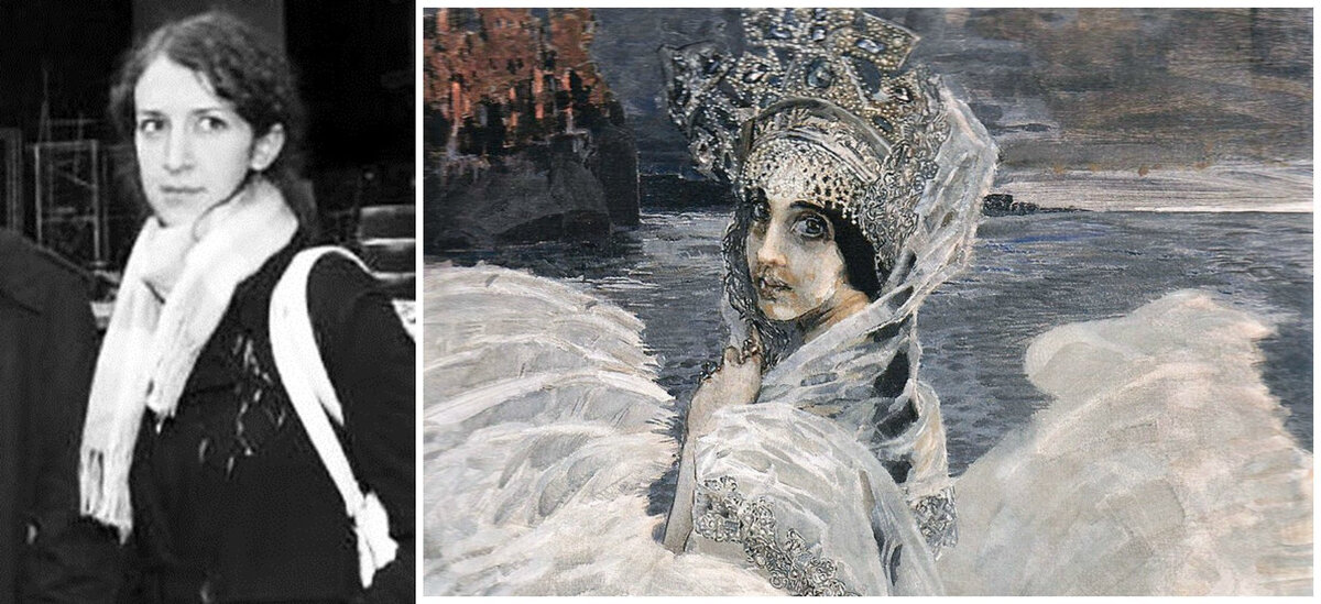 Матильда 2007 г. и деталь картины "Царевна лебедь" Врубеля. Коллаж сделан автором.