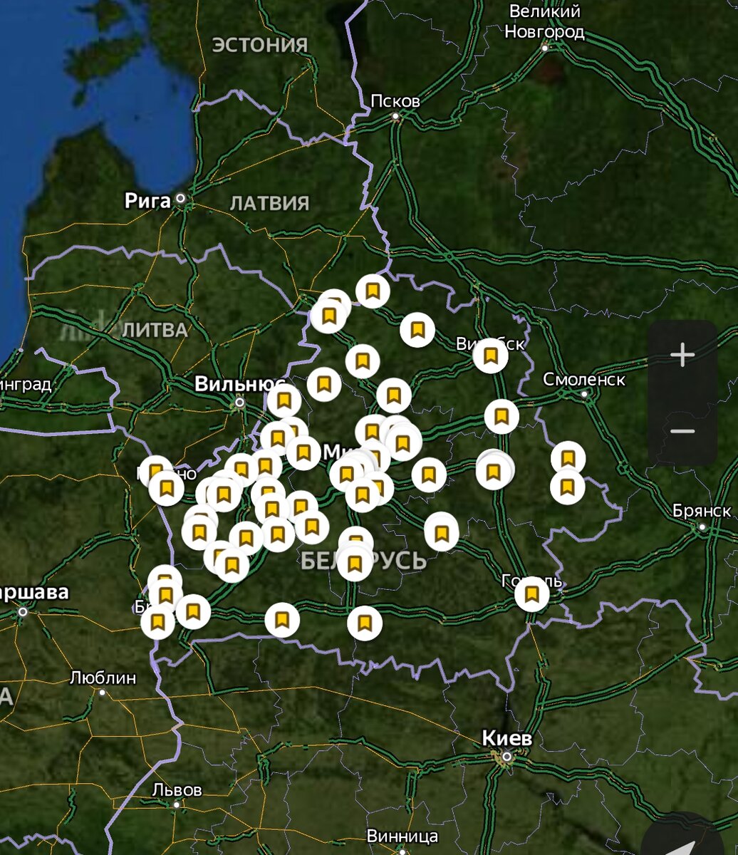 Скриншот с телефона. Яндекс карты. Моя подборка: места и достопримечательности Беларуси, и это только самые основные!