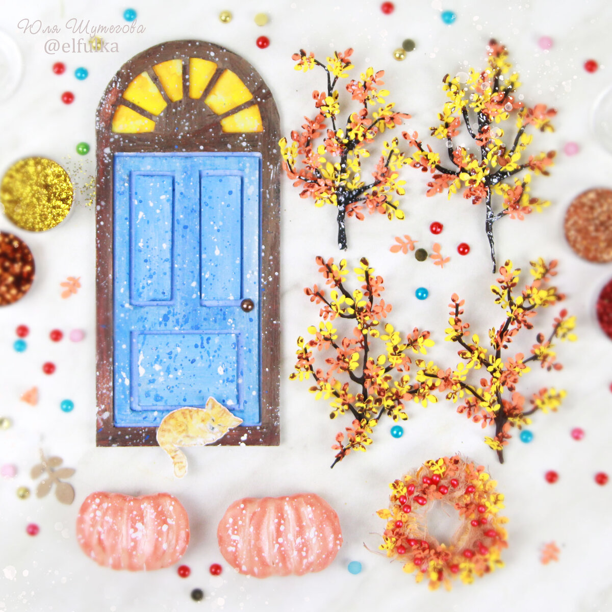 Детали ручной работы для осенней открытки