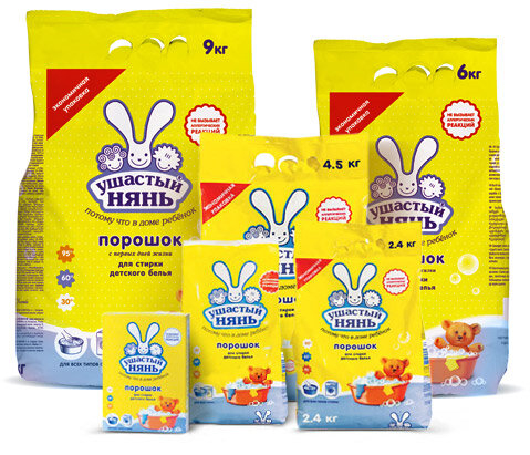 Стиральные порошки ушастый нянь