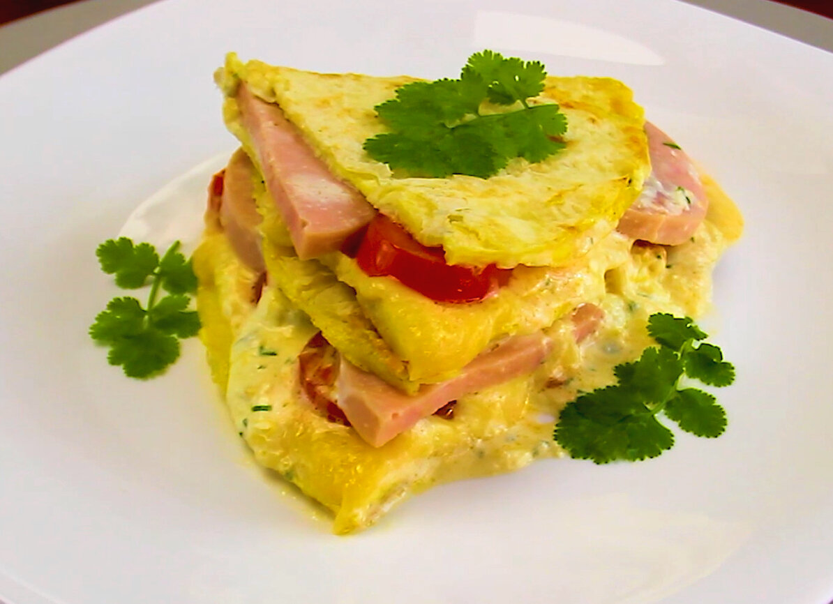 Завтрак с лепешкой и яйцом