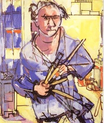 Ганс Гофман. Автопортрет (1942). Источник: https://www.wikiart.org/en/hans-hofmann/self-portrait-with-brushes-1942