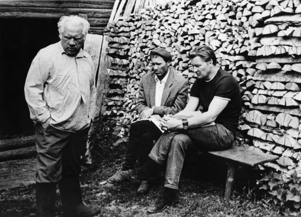 "Калина красная". Фёдор Байкалов. 1974 г. В. Шукшин и А. Ванин. Рабочий момент съёмок.