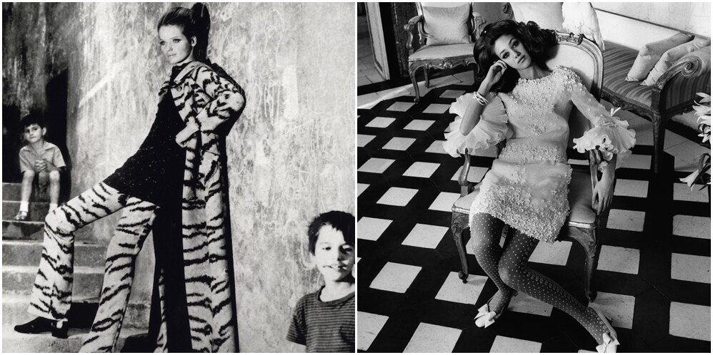 Слева знаменитая модель Верушка в пальто от Valentino, справа Мариса Беренсон в платье от Valentino.
